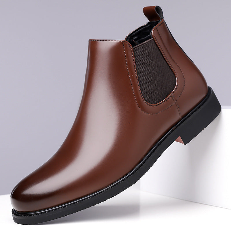 Men’s Retro PU Leather Chelsea Boots | Waterproof Slip-On Ankle Boot for Outdoor Wear