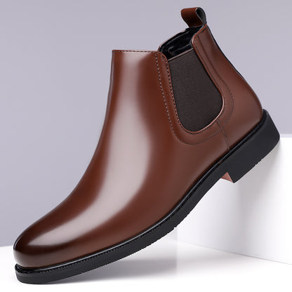 Men’s Retro PU Leather Chelsea Boots | Waterproof Slip-On Ankle Boot for Outdoor Wear