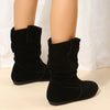 Large Size Flat Bottom Women Buskin Suede Stitching Women Round-toe Boots - Paternora