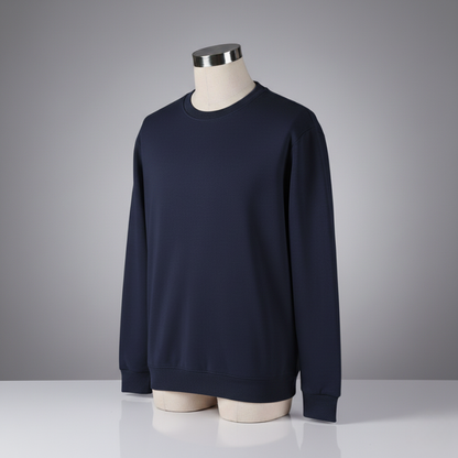 Men’s Fashionable Round Neck Long Sleeve Fleece Sweatshirt - Navy Blue / S - 7