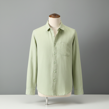 Linen Long Sleeve Loose Sun Protection Linen Shirt - Light Green / S