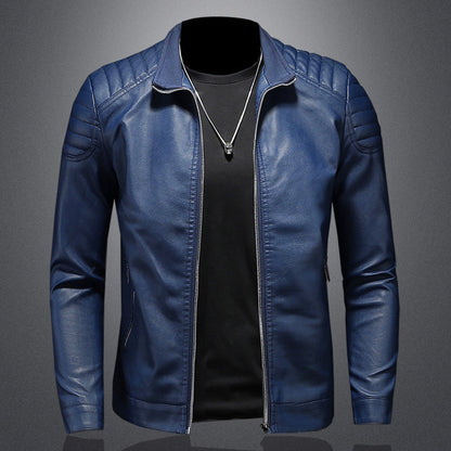 Men’s Leather Motorcycle Jacket Thin Coat
