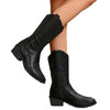 Female Mid-calf Length Solid Color Pointed Chunky Heel Martin Boots - Paternora