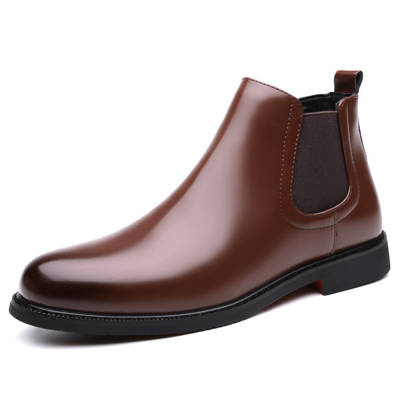 Men’s Retro PU Leather Chelsea Boots | Waterproof Slip-On Ankle Boot for Outdoor Wear - Brown Thin Shoes / 38