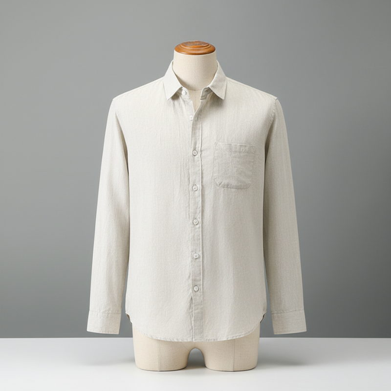 Linen Long Sleeve Loose Sun Protection Linen Shirt - Raw Jute Color / S