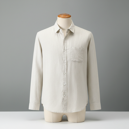 Linen Long Sleeve Loose Sun Protection Linen Shirt - Raw Jute Color / S