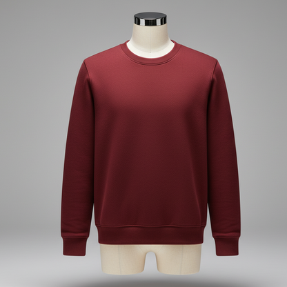 Essential Crewneck Sweatshirt | Men’s Soft Fleece Pullover - Red / S