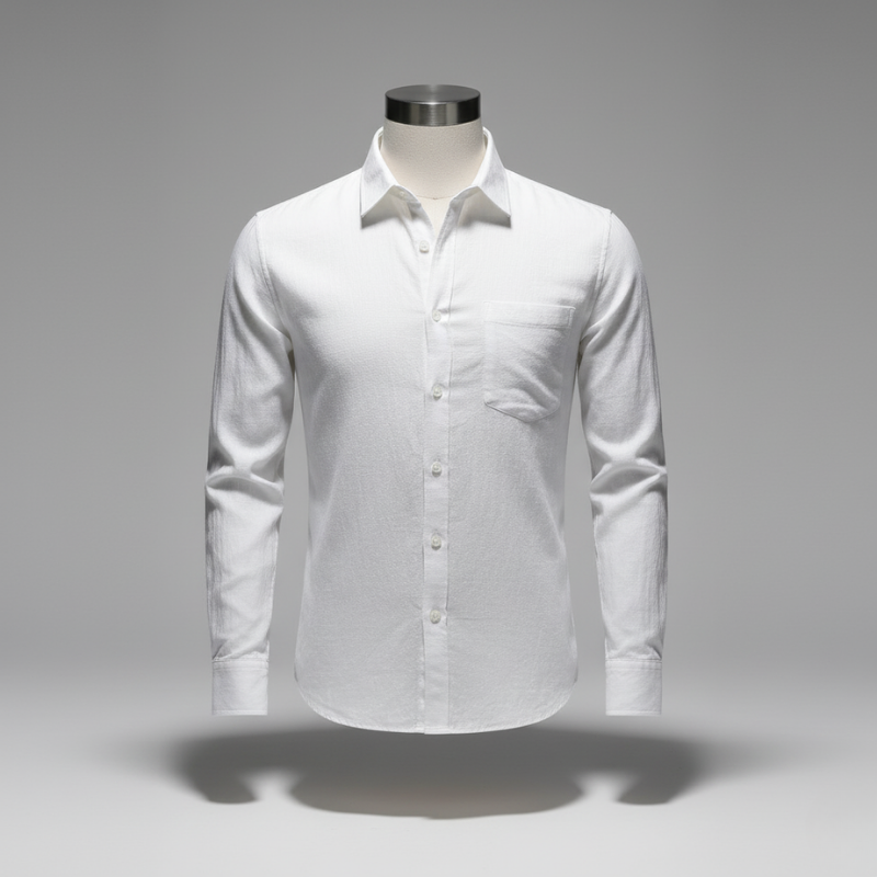 Men’s Slim Fit Linen Cotton Shirt | Lightweight Casual Button-Down for Summer - White / S