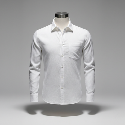 Men’s Slim Fit Linen Cotton Shirt | Lightweight Casual Button-Down for Summer - White / S