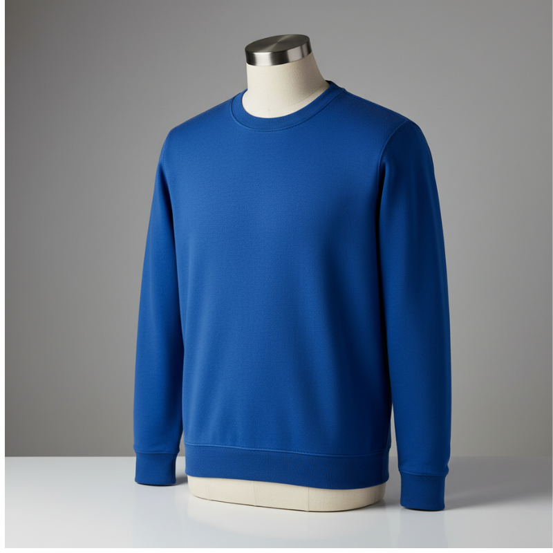 Men’s Fashionable Round Neck Long Sleeve Fleece Sweatshirt - Blue / S - 7