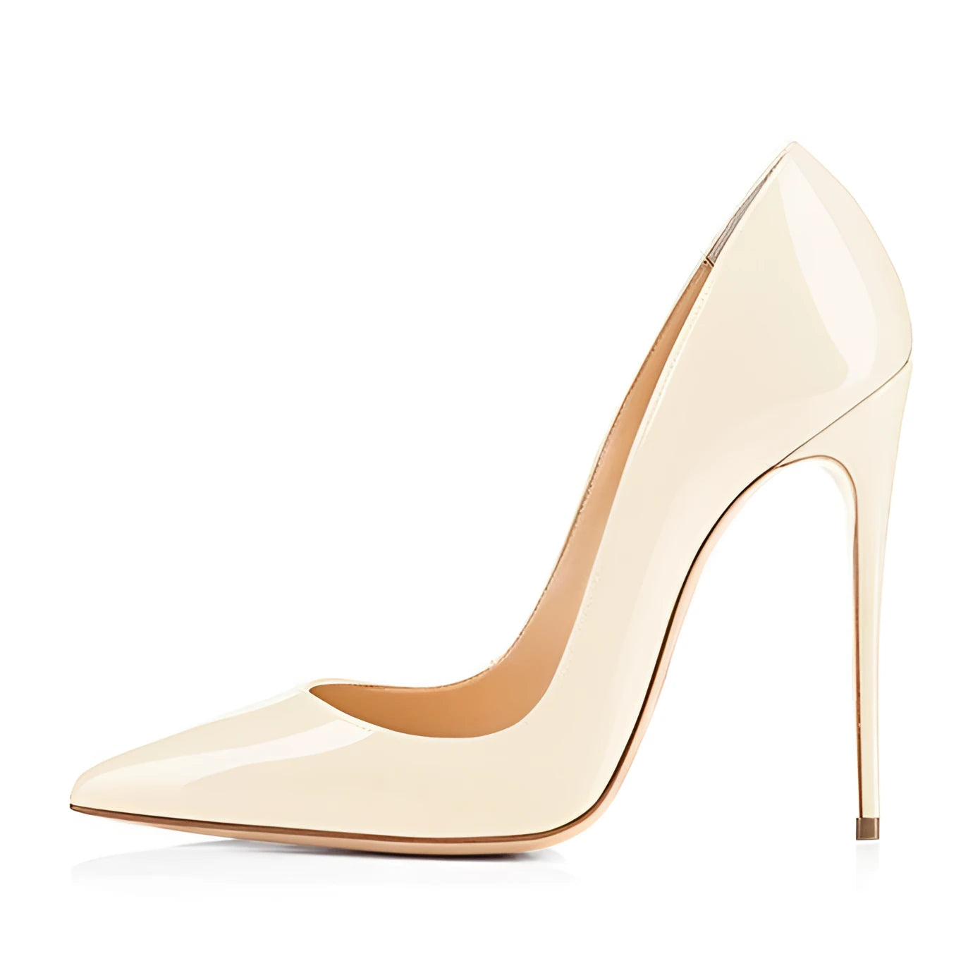 Fashion Temperament Round Toe Shallow Mouth Stiletto Heel Women’s Single Shoes - White / 35