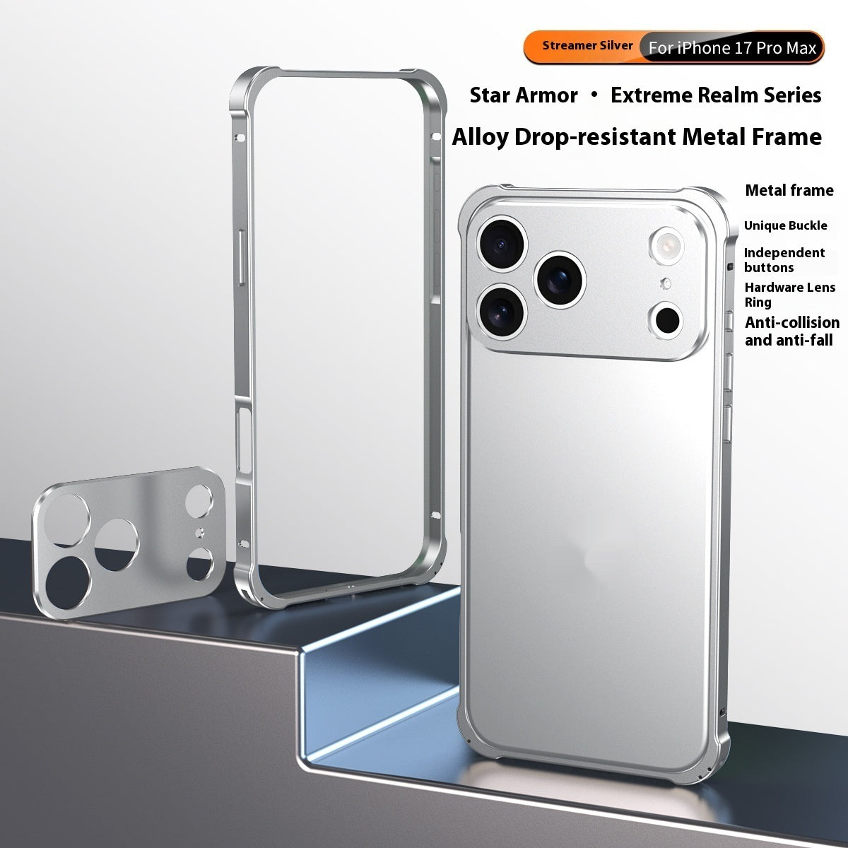Four-corner Drop-resistant Seahorse Buckle Phone Case Metal Frame