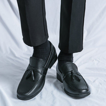 Men’s Loafer Tassel Slip-on Business Casual Round Toe Leather Shoes
