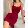 Retro Simple Sexy Sling Backless Lace Thin Nightdress - Paternora