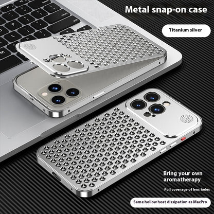 Applicable To Iphone15 Phone Case New Spring Fastener Aromatherapy Heat Dissipation Aluminum Alloy Case