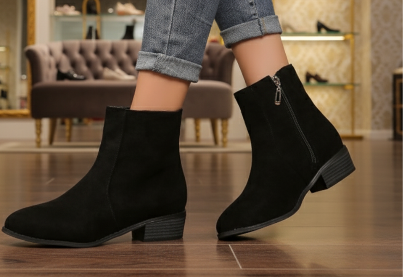 Suede Dr Martens Chunky Heel Short Women’s Boots