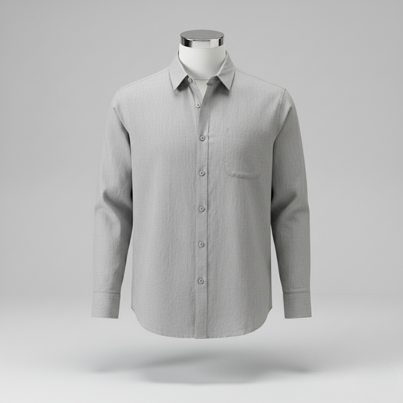 Linen Shirt Men’s Long Sleeve Loose Thin Casual - Gray / S