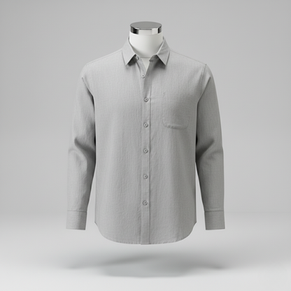 Linen Shirt Men’s Long Sleeve Loose Thin Casual - Gray / S