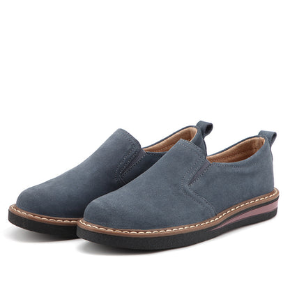 British Style Leather Shoes Women’s Flat Bottom Pumps One Pedal Loafer - Gray / 35