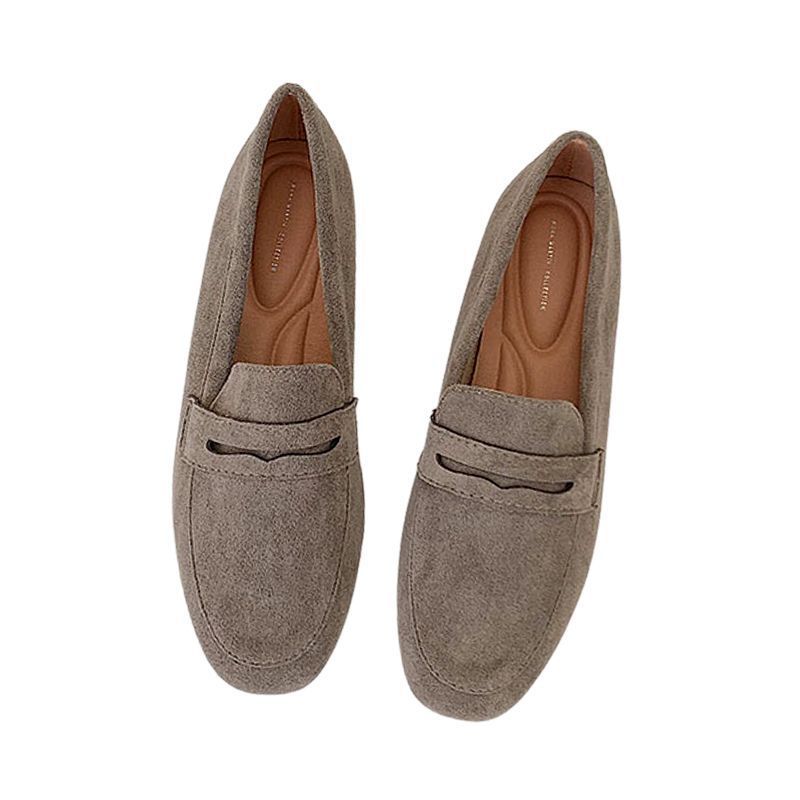 Flat Shoes Matte Fashion Comfortable And Non-slip One Pedal Loafer - Gray / 35