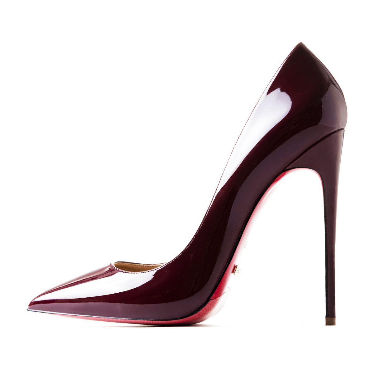 12cm high heels pointed toe stiletto shoes - Wine Red / 37