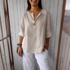 Loose Fashion Button V-Neck Top for Women - Paternora