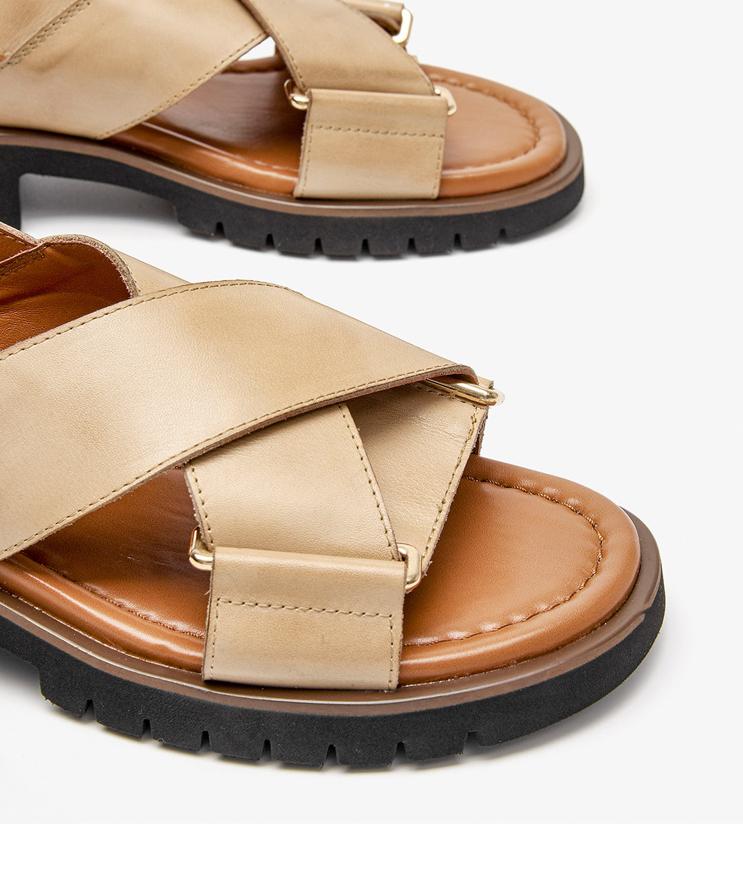 Women’s Chunky Heel Retro Cross Strap Sandals