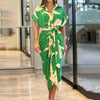 Elegant Printed High-Waist Blouse Dress - Paternora