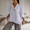 Loose Fashion Button V-Neck Top for Women - Paternora