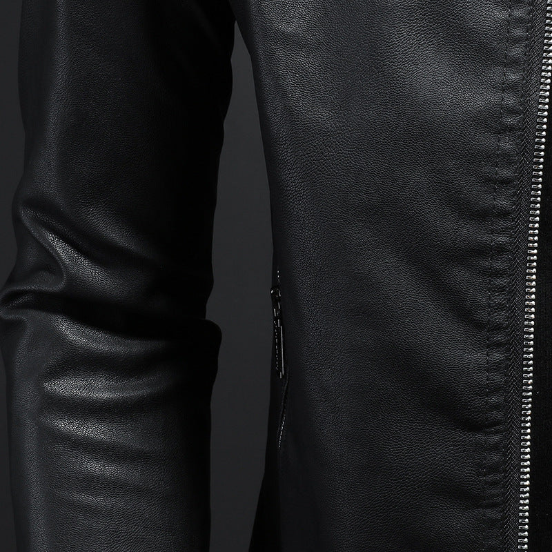 Men’s Leather Motorcycle Jacket Thin Coat