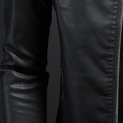 Men’s Leather Motorcycle Jacket Thin Coat