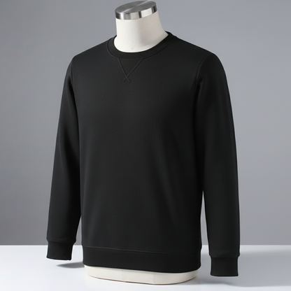 Men’s Fashionable Round Neck Long Sleeve Fleece Sweatshirt - Black / S - 7