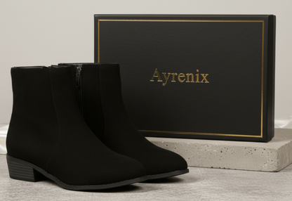 Suede Dr Martens Chunky Heel Short Women’s Boots - Black / 36