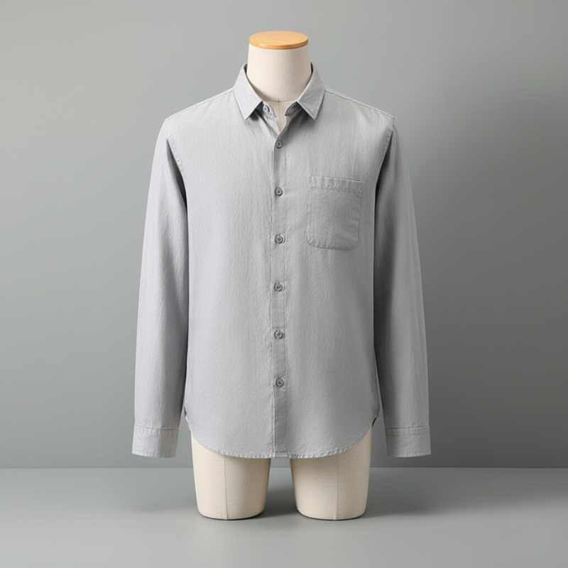 Linen Long Sleeve Loose Sun Protection Linen Shirt - Gray / S