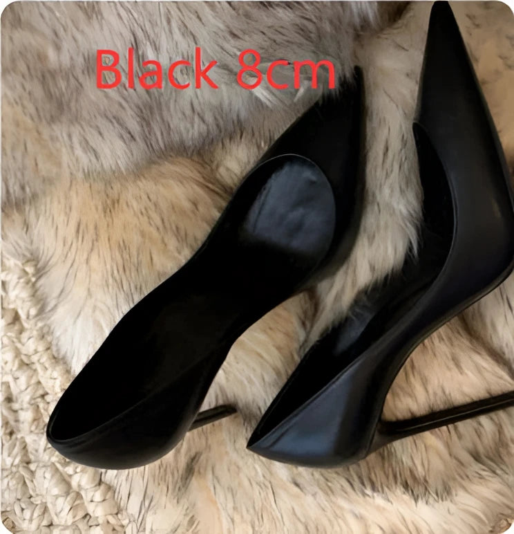 Hotel Work Shoes Women’s Black High Heels Stiletto Heel - Black 8cm / 34 / Red lining