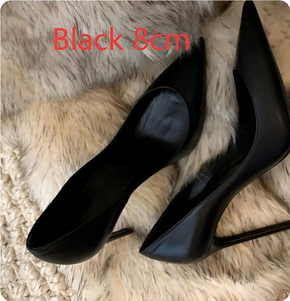 Hotel Work Shoes Women’s Black High Heels Stiletto Heel - Black 8cm / 34 / Red lining