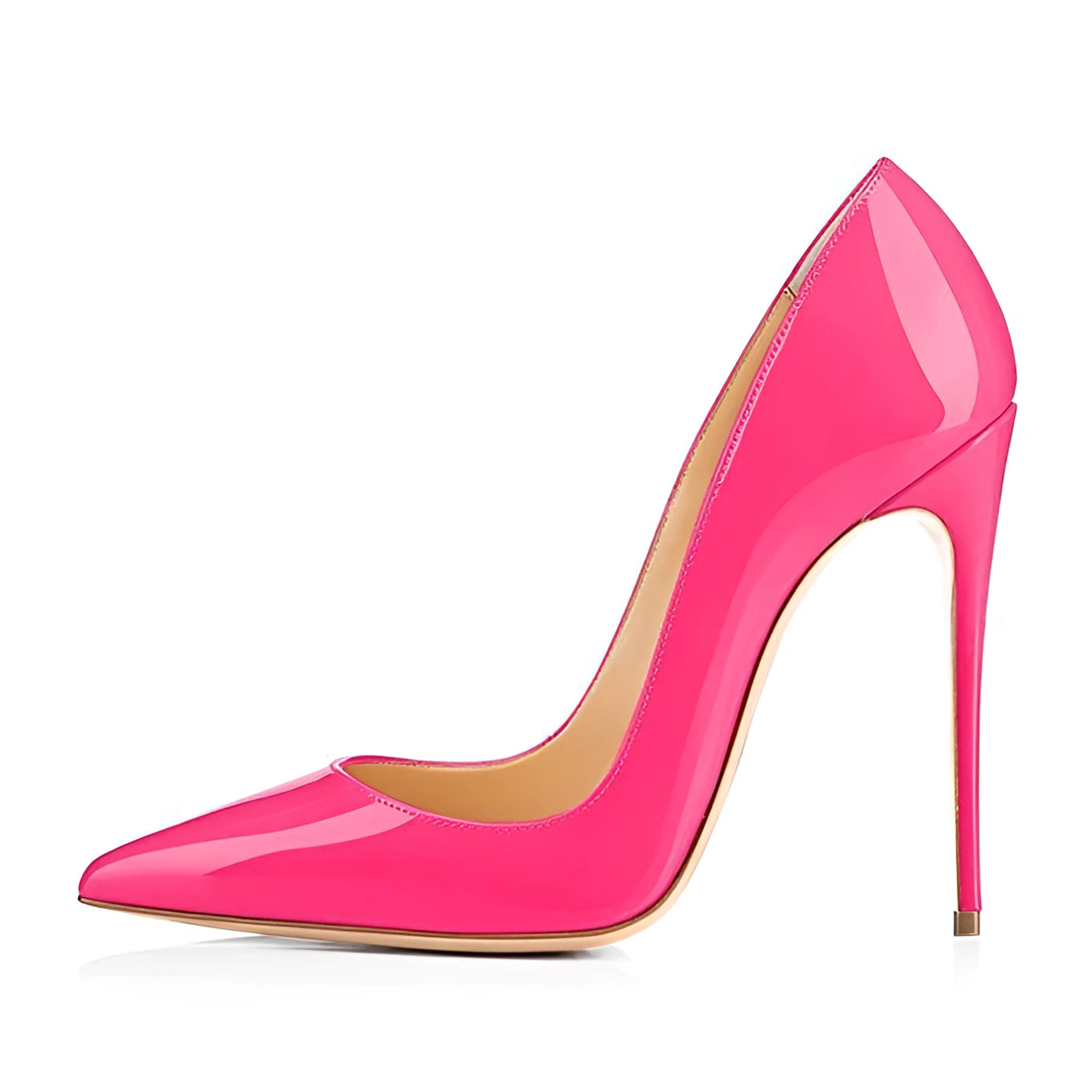 Fashion Temperament Round Toe Shallow Mouth Stiletto Heel Women’s Single Shoes - Rose Red / 35