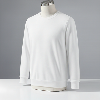 Men’s Fashionable Round Neck Long Sleeve Fleece Sweatshirt - White / S - 7