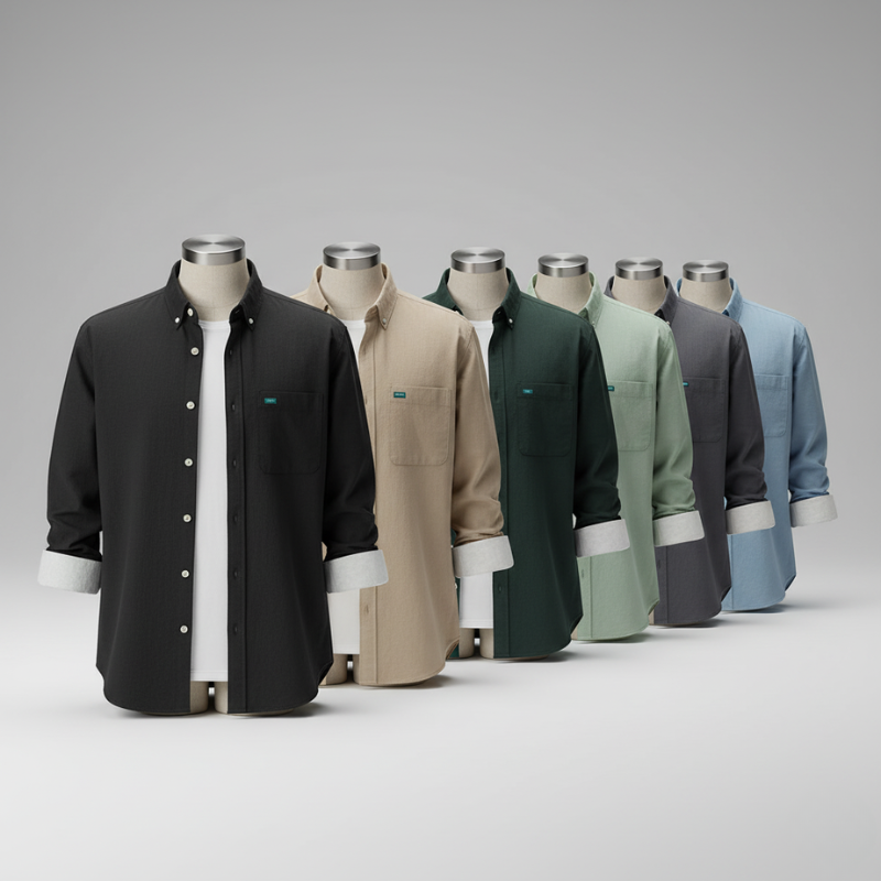 Men’s Cotton Twill Overshirt - Minimalist Workshirt Jacket Long Sleeve Button Down