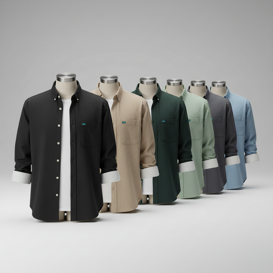 Men’s Cotton Twill Overshirt - Minimalist Workshirt Jacket Long Sleeve Button Down