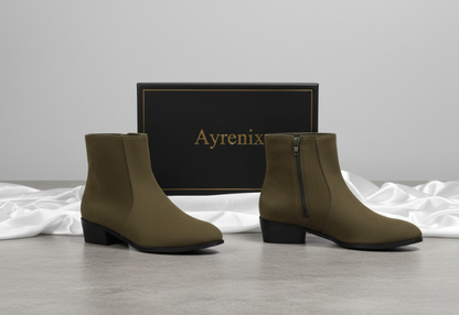 Suede Dr Martens Chunky Heel Short Women’s Boots - Dark Green / 36