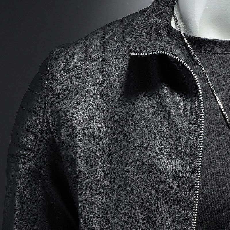Men’s Leather Motorcycle Jacket Thin Coat