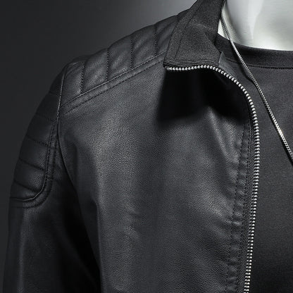 Men’s Leather Motorcycle Jacket Thin Coat