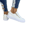 Women&#39;s Versatile Leather Side Zipper Casual Sports Shoes - Paternora