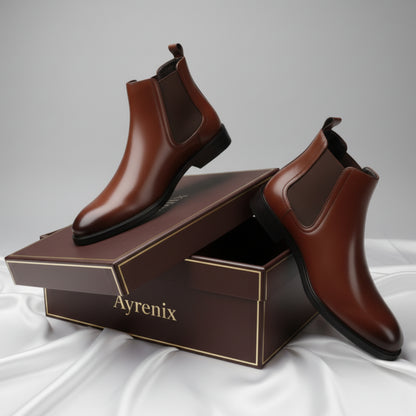 Men’s Retro PU Leather Chelsea Boots | Waterproof Slip-On Ankle Boot for Outdoor Wear