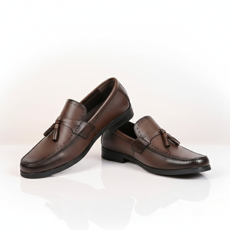 Men’s Loafer Tassel Slip-on Business Casual Round Toe Leather Shoes