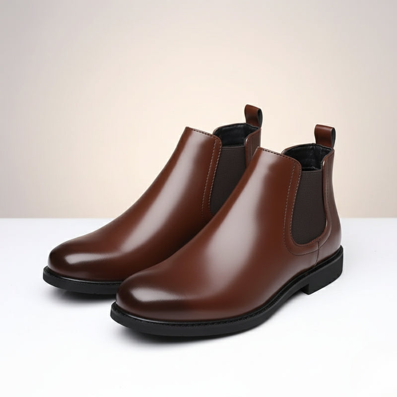 Men’s Retro PU Leather Chelsea Boots | Waterproof Slip-On Ankle Boot for Outdoor Wear