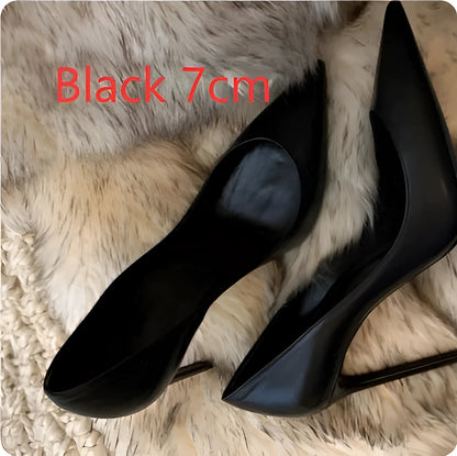 Hotel Work Shoes Women’s Black High Heels Stiletto Heel - Black 7cm / 34 / Red lining