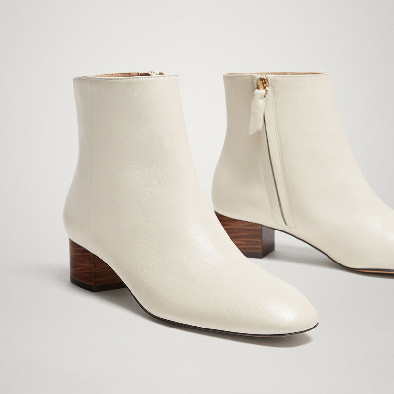 Zipper Ankle Boots Md Women’s Full Leather Shoes