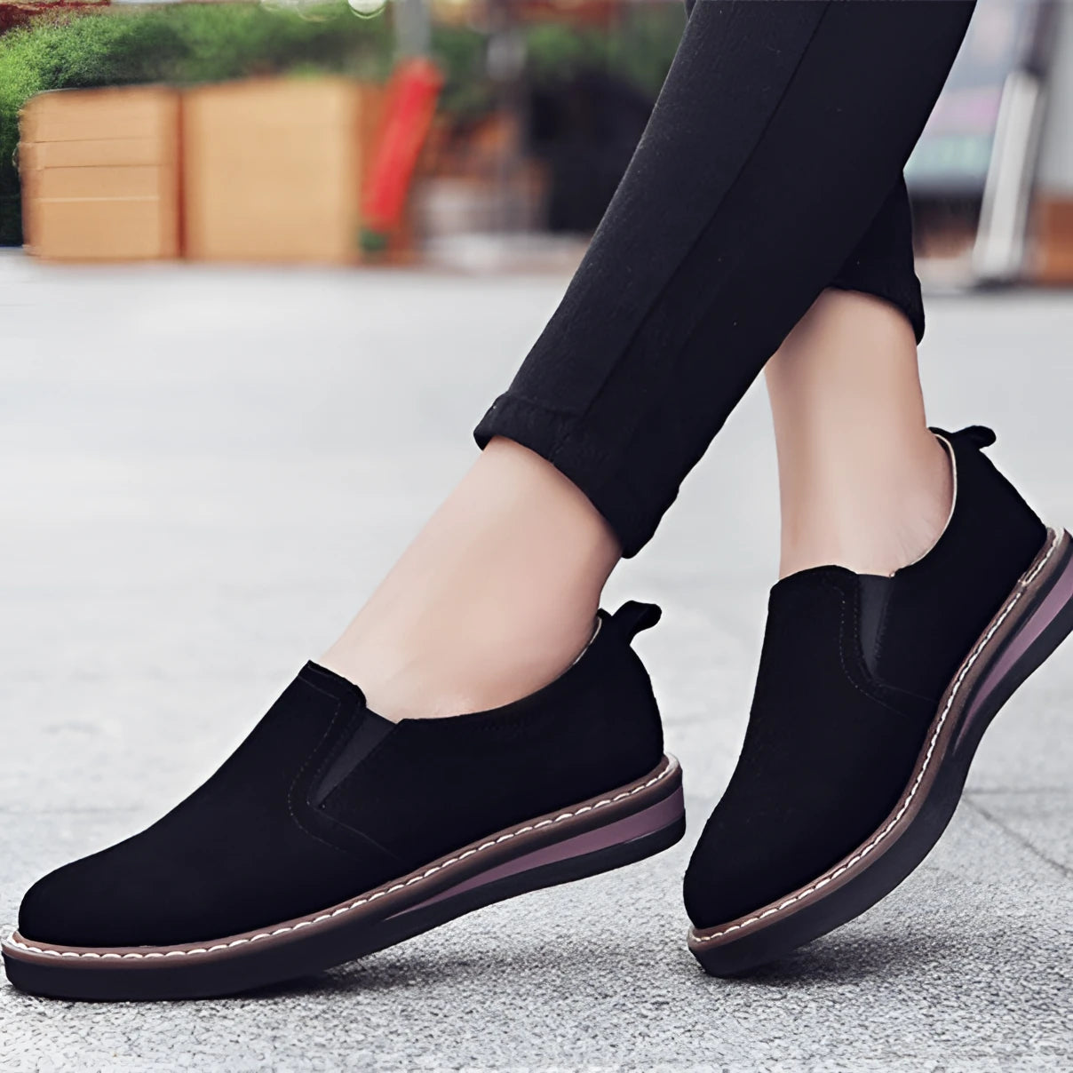 British Style Leather Shoes Women’s Flat Bottom Pumps One Pedal Loafer